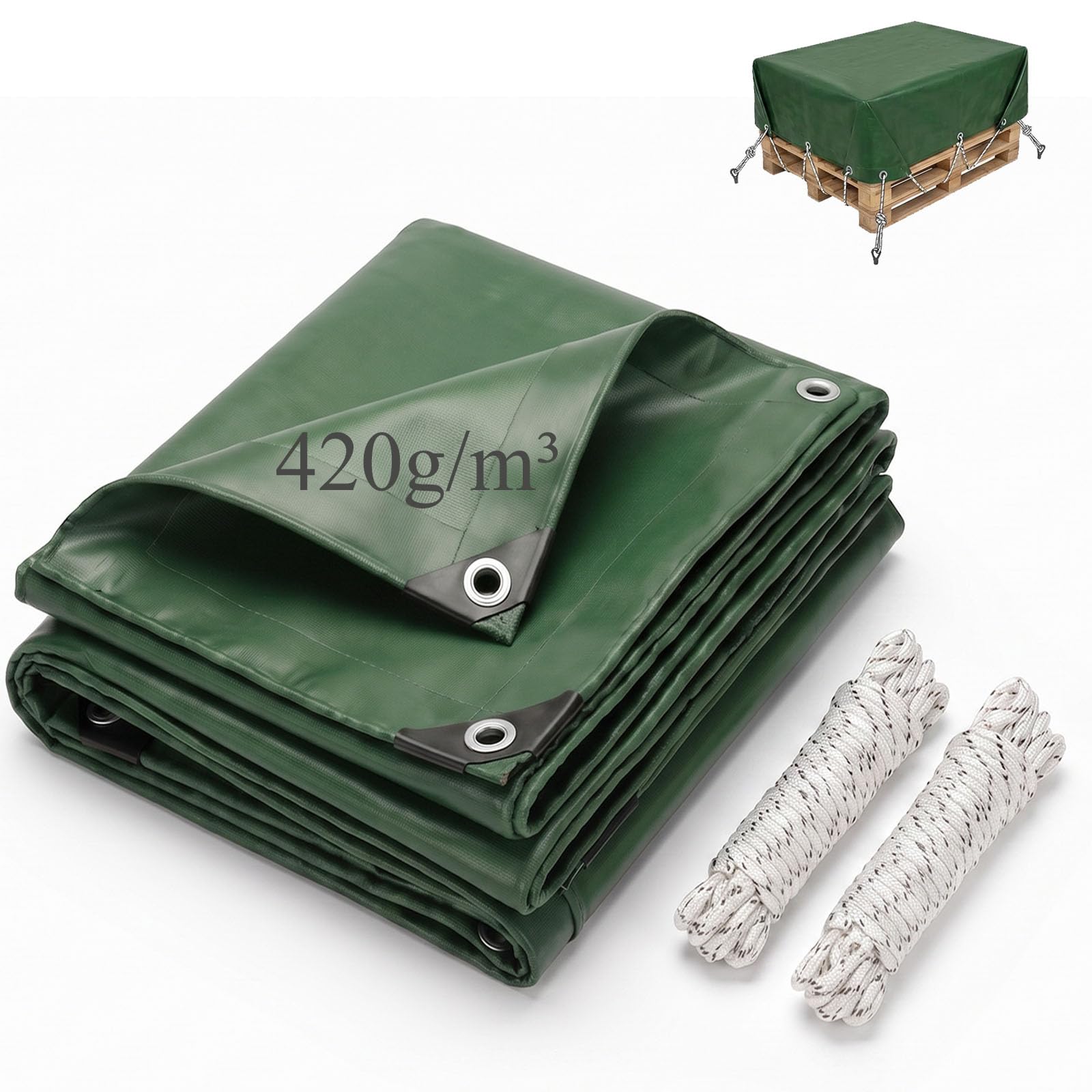 Topchances Telo Impermeabile Esterno 2x3m 420 g/m² con Rinforzato Occhielli,Tendone Ombreggiante Esterno Protezione UV Telo Protettivo Multiuso per Barche,Legno,Piscina,Mobili da giardino,Auto