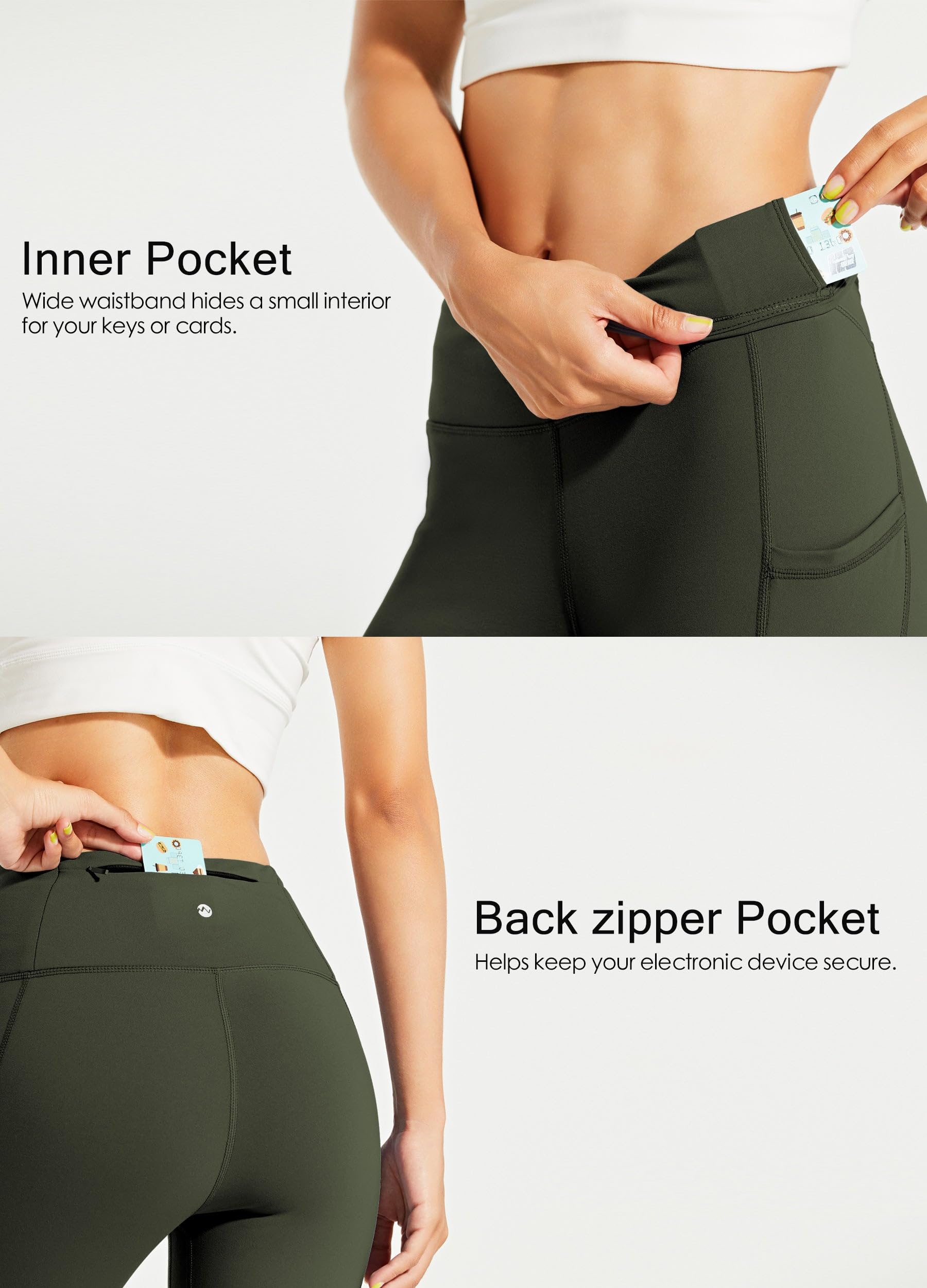 WILLIT Leggings da donna foderati in pile, impermeabili, termici, per yoga, a vita alta