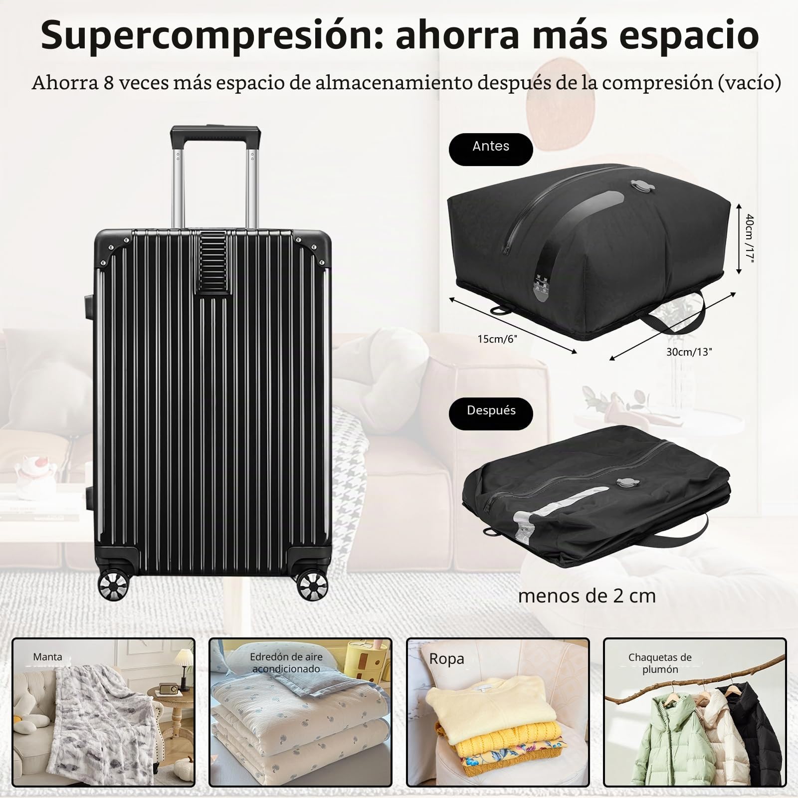 Paquete de 2 bolsas al vacío de TPU con bomba de aire eléctrica, para ropa, reutilizables, cubos de viaje impermeables de nylon 70D con cierre de cremallera y válvula hermética, organizador hermético