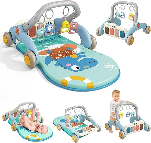 Alfombrilla de juego para gimnasio para bebés, centro de actividades 2 en 1, tapete de juego para bebés y niños pequeños