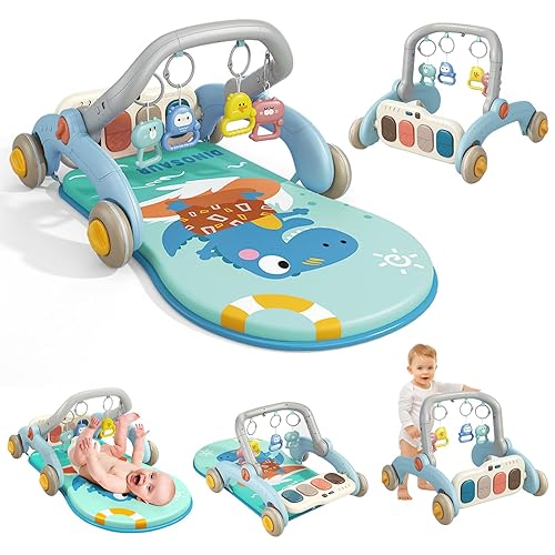 Alfombrilla de juego para gimnasio para bebés, centro de actividades 2 en 1, tapete de juego para bebés y niños pequeños