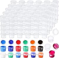 Vista 1 de Patelai 100 tiras, 600 macetas vacías con tapas, mini contenedores de almacenamiento de pintura de plástico, suministros de manualidades para aulas