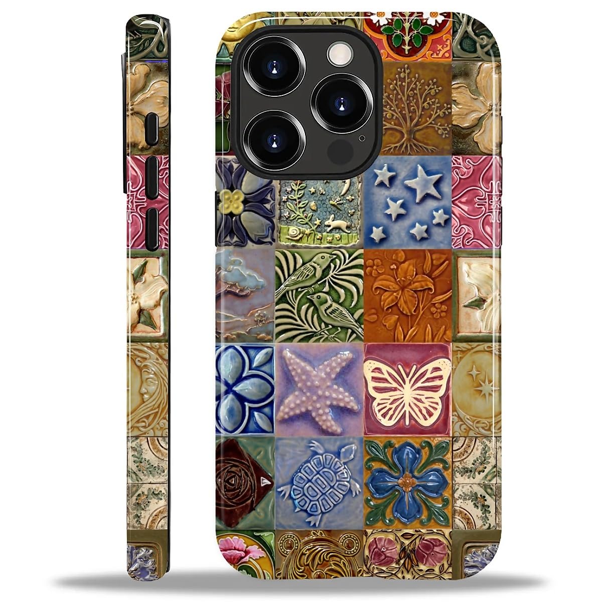 Coque iPhone 15 Pro Max mosaïque de fleurs antichoc CARLOCA - 8