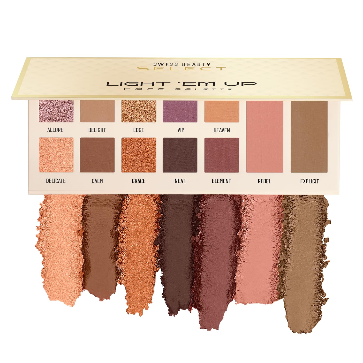 Swiss Beauty Select Light Em Up Multipurpose Face and Eye Palette | 10 Eyeshadow shades + 1 Blusher shade + 1 Contour Pan| Shade- Twilight, 20g |-image-30