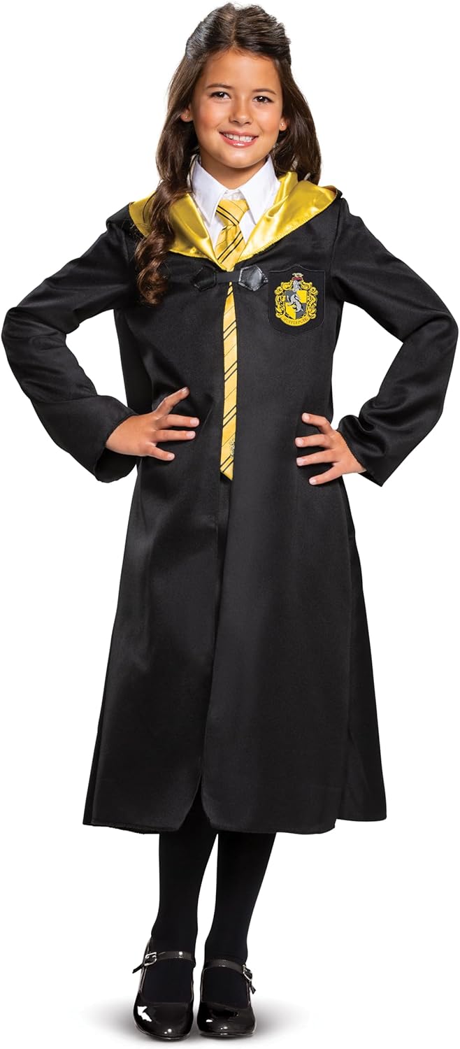 Disguise Harry Potter Hufflepuff Robe, Official Wizarding World Costume Robes, Classic Kids Size Dress Up Accessory, Child Size (4-6)