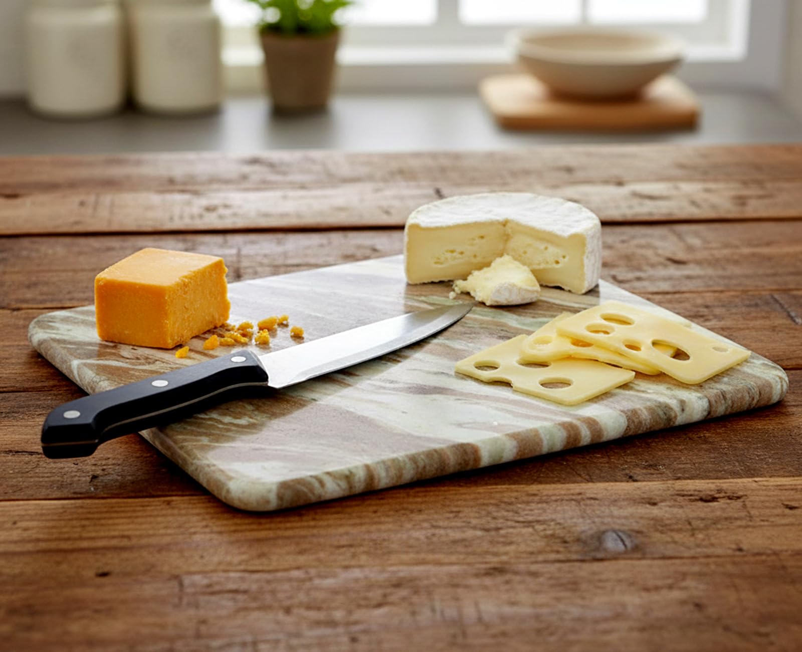 KLEO Marble Chopping Board Cutting Board Cheese Board Cheese Platter - Serve Wine, Cheese and Salami (Beige) 1