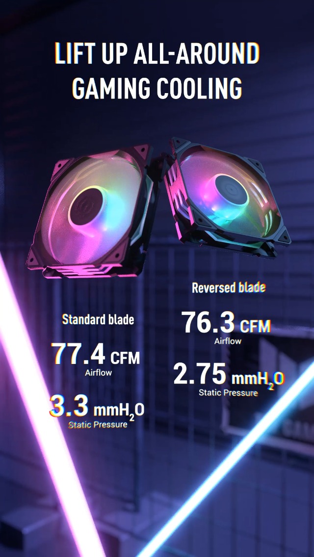 Image of ASUS TUF Gaming TR120 ARGB Fan Black Triple Pack Higher Cooling Performance, Extra-Thick 28mm Frame, Double-Layer LED Array, Aura Sync, PWM, 2 Year Warranty