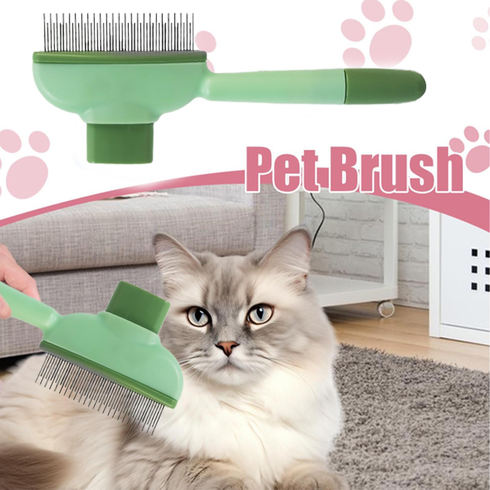 2 Pcs Flea Comb for Dogs,Pet Brush Cleaning Hair Brushs Grooming Shampoo Hairs Removal Brushes Fur Heating Cat Dog Self-Cleaning Pets Combs Reusable Animal Bath Handle Yellow Green,for Short Long Goom - Image 4