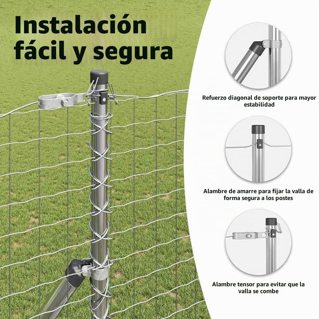 vidaXL Poste de Valla 26 pcs Gris 3,2 x 3,2 x 200 cm, Decoración para jardín y terraza, Poste cilíndrico, Soporte Robusto para cercas, Barrera de Paisaje