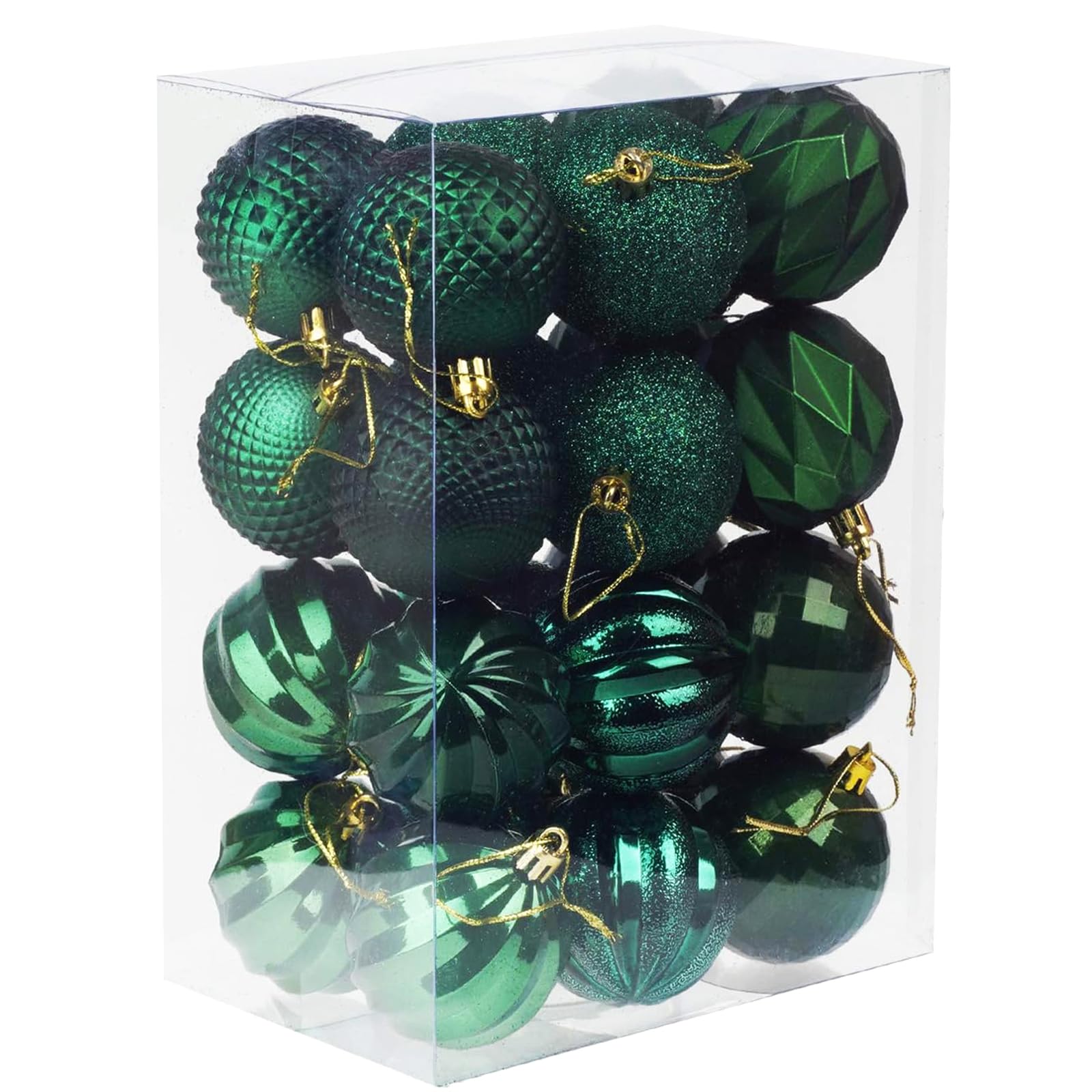 Emopeak 24Pcs Christmas Balls Ornaments for Xmas Tree, 2.36 Inch Christmas Tree Baubles Shatterproof Hanging Ornaments Decorative Set for Christmas Tree Decor, Party (Dark Green)