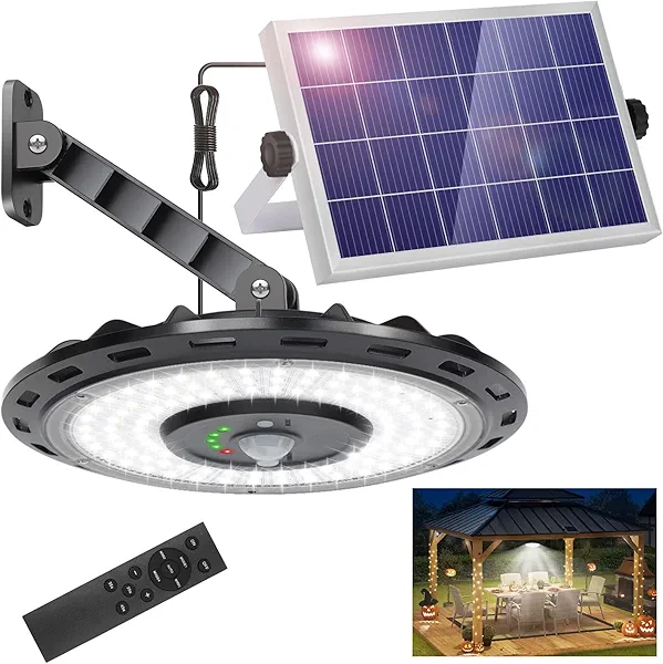 ropelux Solar Lights Indoor Outdoor, 3000LM Dimmable 5 Modes (2 for All Day Lighting) Motion Sensor Solar Shed Light with Remote IP65 Waterproof for Barn Gazebo Yard Garage Patio Security Lighting