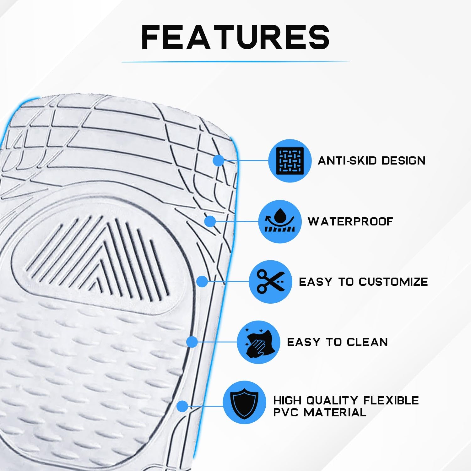 KINGSWAY® Anti-Skid Rubber Car Floor Mat Compatible with Ford Ecosport, (Year 2012-2016), PVC Car Foot Mats with Anti Tear Technology, Automotive Floor Mats, Set of 4 Pieces, Transparent - Image 2 thumbnail