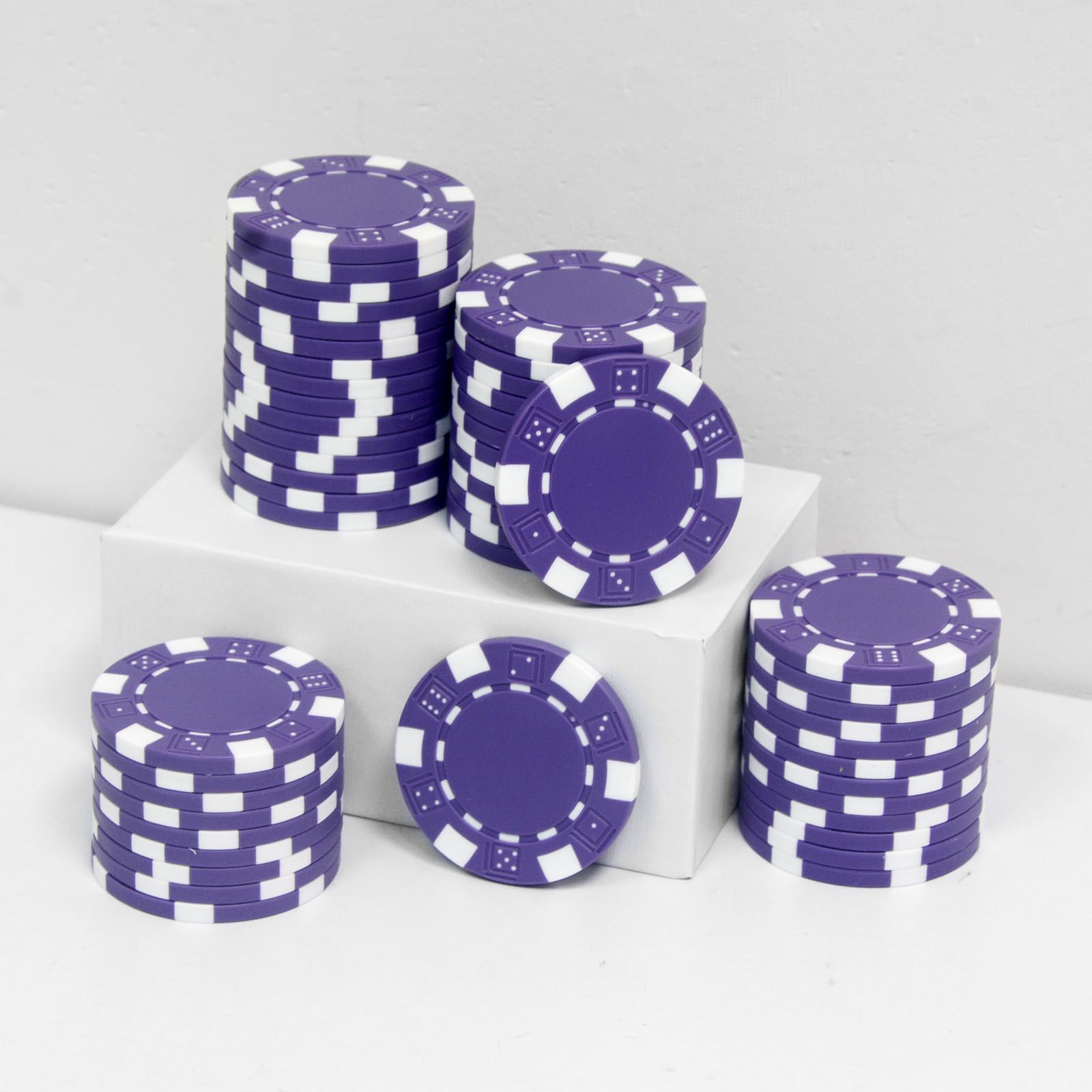 JIESITE 11.5 Gram Poker Chips ABS Monte Carlo Poker Chips Casino Grade Poker Chip for Texas Hold'em, Blackjack,Card Night Poker Games-Pack of 50 (Purple)
