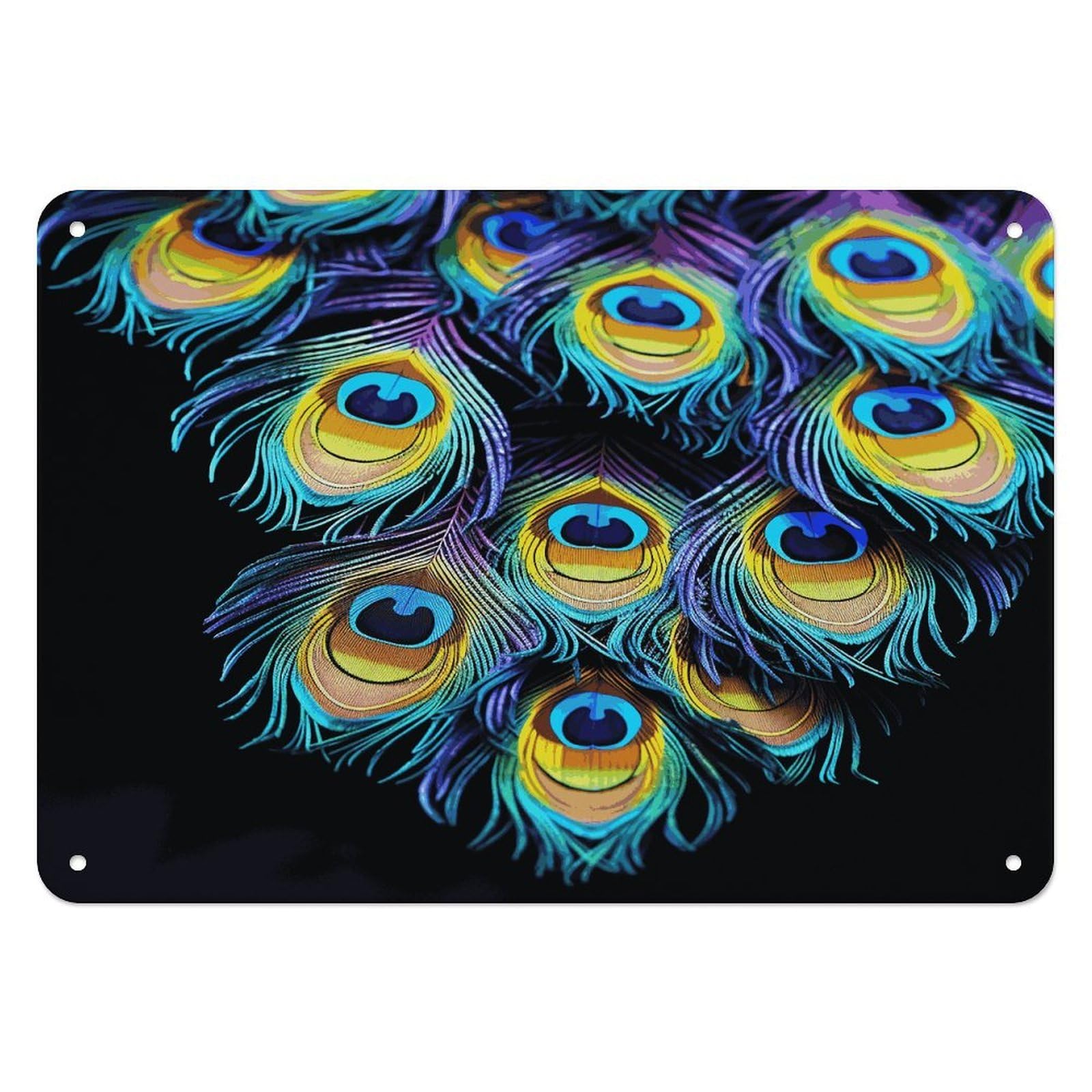 Btcowzrv Style A Bunch Of Peacock Feathers Metal Sign, 5.5" X 7.9" Tin Wall Decor, Wall Art Plaques For Home Wedding Decor Room Living Room Decoration