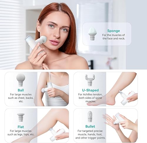 Miniatura 6 de opove M3 Mini pistola de masaje para aliviar el dolor de espalda, con modo facial, 0.276 in de amplitud, 4 niveles de vibración ultraligera,