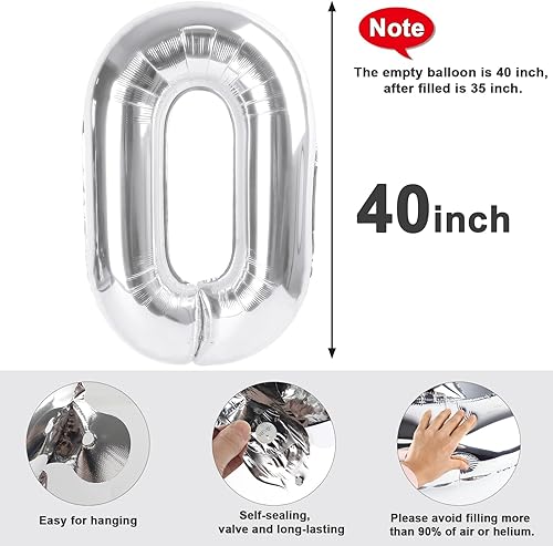 Vista 209 de Globos de números 0 de 40 pulgadas, globos negros de números para números 10, 20, 30, 40, 50, 60, 70, 80, 90, 100, globos de números 10, 20, 30, 40