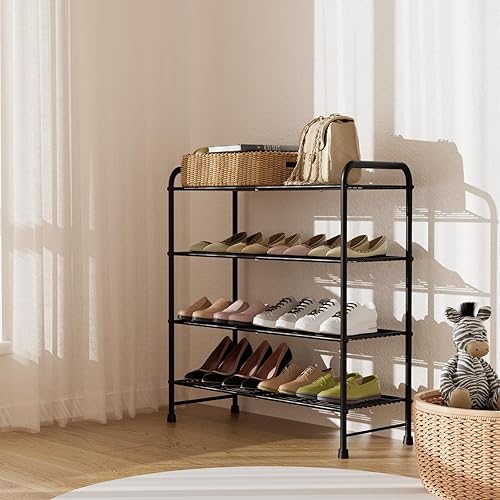 Miniatura 12 de Zapatero de metal largo de 3 niveles, estante organizador de zapatos apilable ajustable de capacidad extra grande para armario, entrada, dormitorio