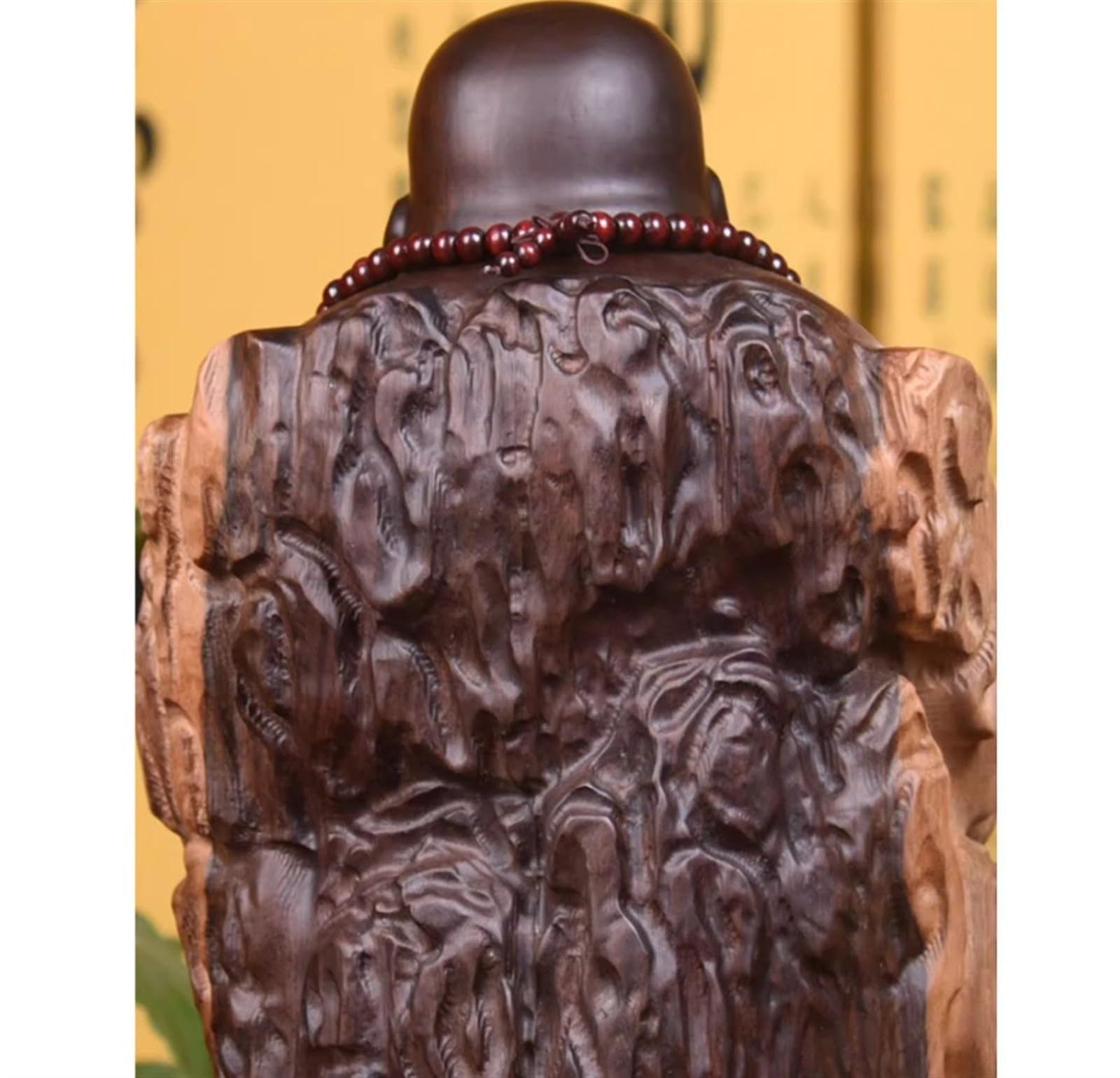 Ozdobna figurka, rzeźby z litego drewna Blackwood śmieją się do wystroju domu na biurko ogród posąg buddy (24 60 cm)