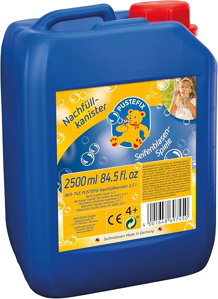 PUSTEFIX - 420869745 Seifenblasen Nachfüllkanister 2,5 Liter I Seifenblasenflüssigkeit für bunte Blasen I I extra Flüssigkeit für mehr Bubble Spaß, für Kinder & Erwachsene auf Geburtstag, Hochzeit - 1