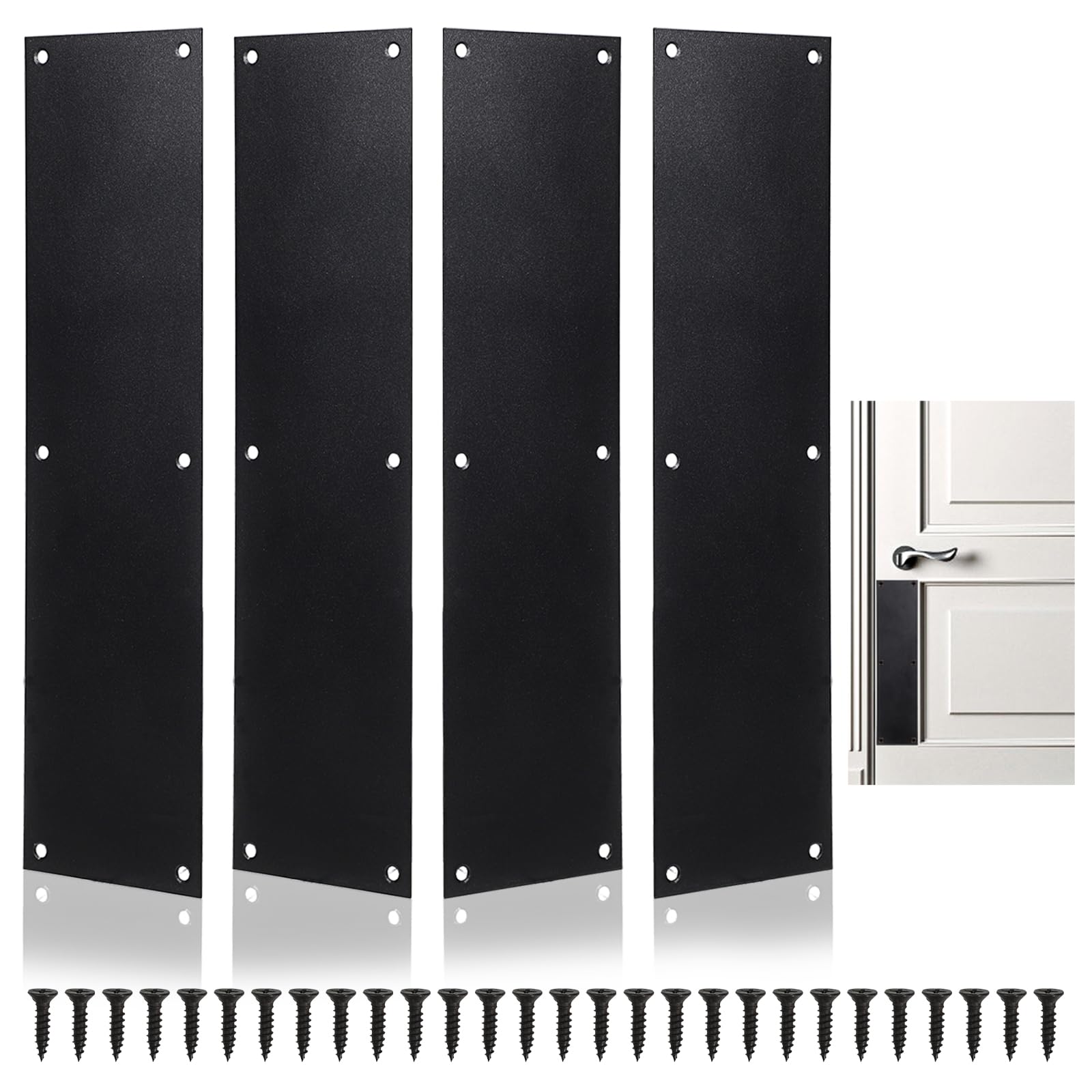 Sumnacon Push Door Plate 4 Pcs 16''x4'' Stainless Steel Door Kick Plate with Screws Sturdy Door Plates for Interior Doors Exterior Doors Push Plates