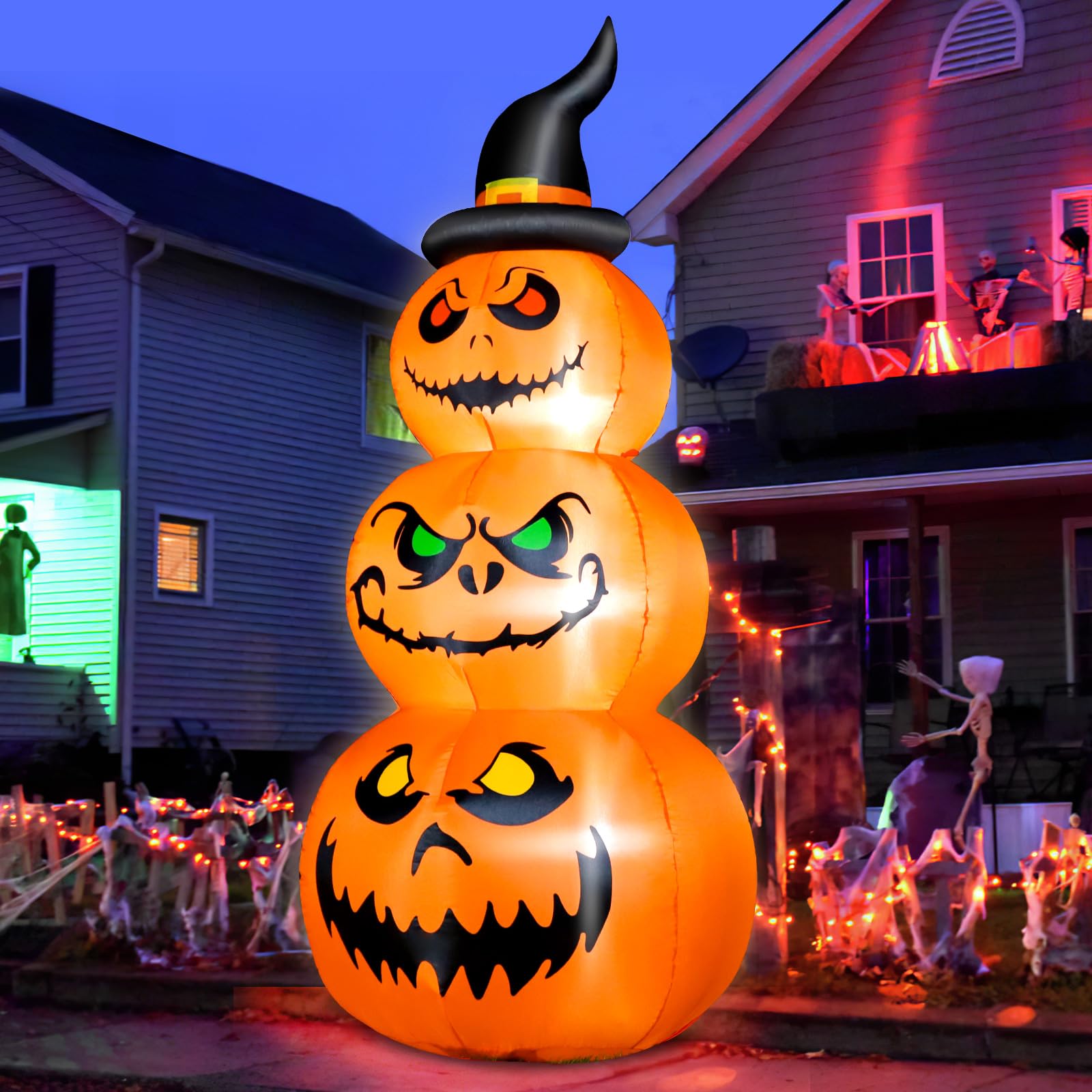 FunFanso 6FT Halloween Inflatable Pumpkins Outdoor Yard Decorations, Blow up ...