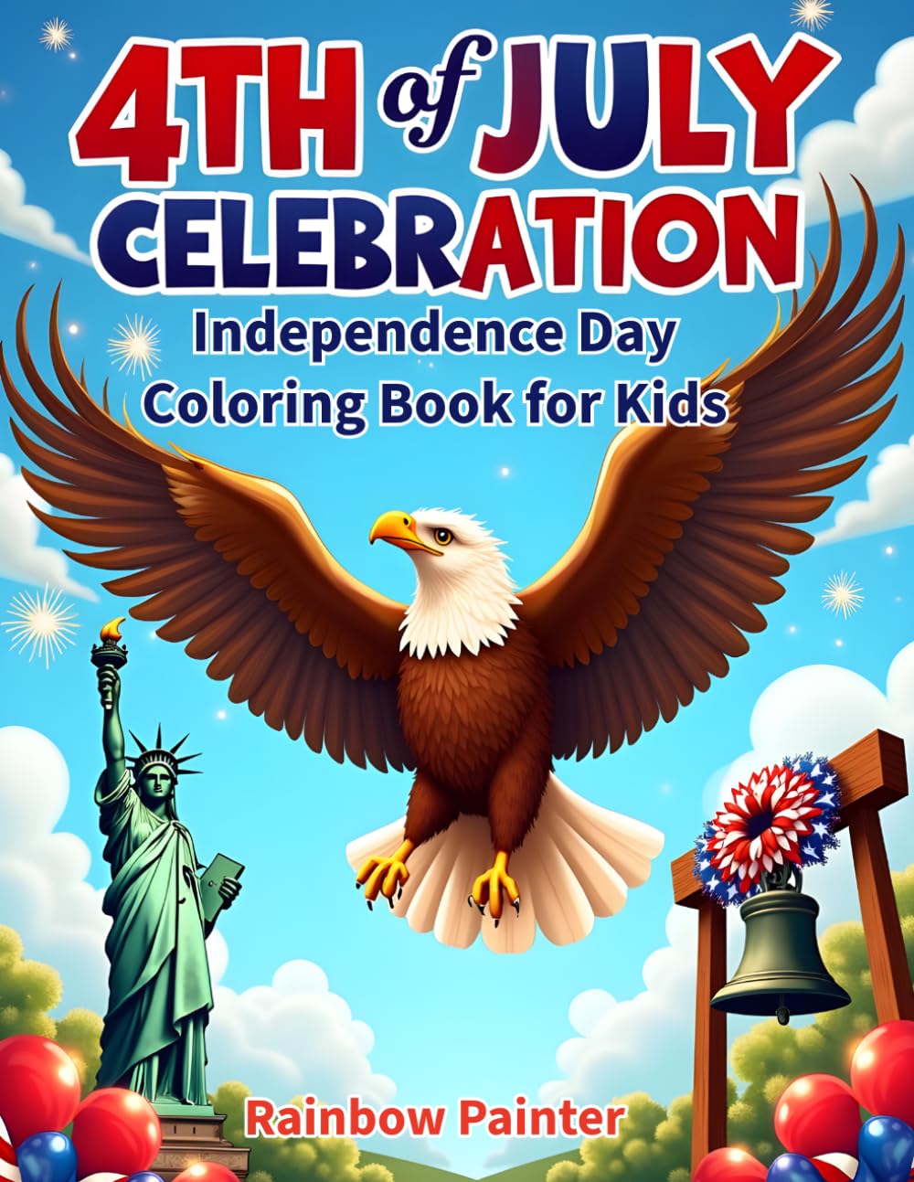 4th of July Celebration: Independence Day Coloring Book for Kids: 100 Patriotic Designs featuring Eagles, Fireworks, and American Symbols – Includes ... Printing to Prevent Bleed-Through