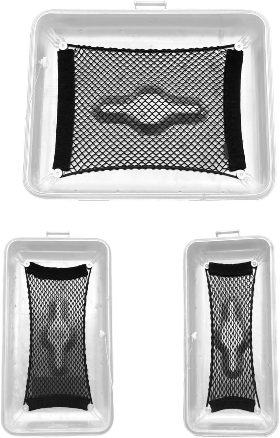 Elastic Cargo Net for Hard Motorcycle Pannier Lids – Premium Organizer for Small Gear & Accessories (3 net bundle: L+M+S)