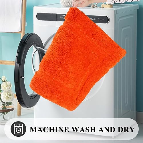 Miniatura 6 de SHACOS Juego de 2 alfombras de baño súper suaves de 20 x 32 + 16 x 24 pulgadas, antideslizantes, de microfibra, lavables, absorbentes, de felpa,