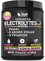Vista 23 de Zeal Electrolyte Powder - 90 porciones Polvo de electrolitos Keto Cero azúcar, BCAA, vitaminas B Potasio, zinc, magnesio Bebida