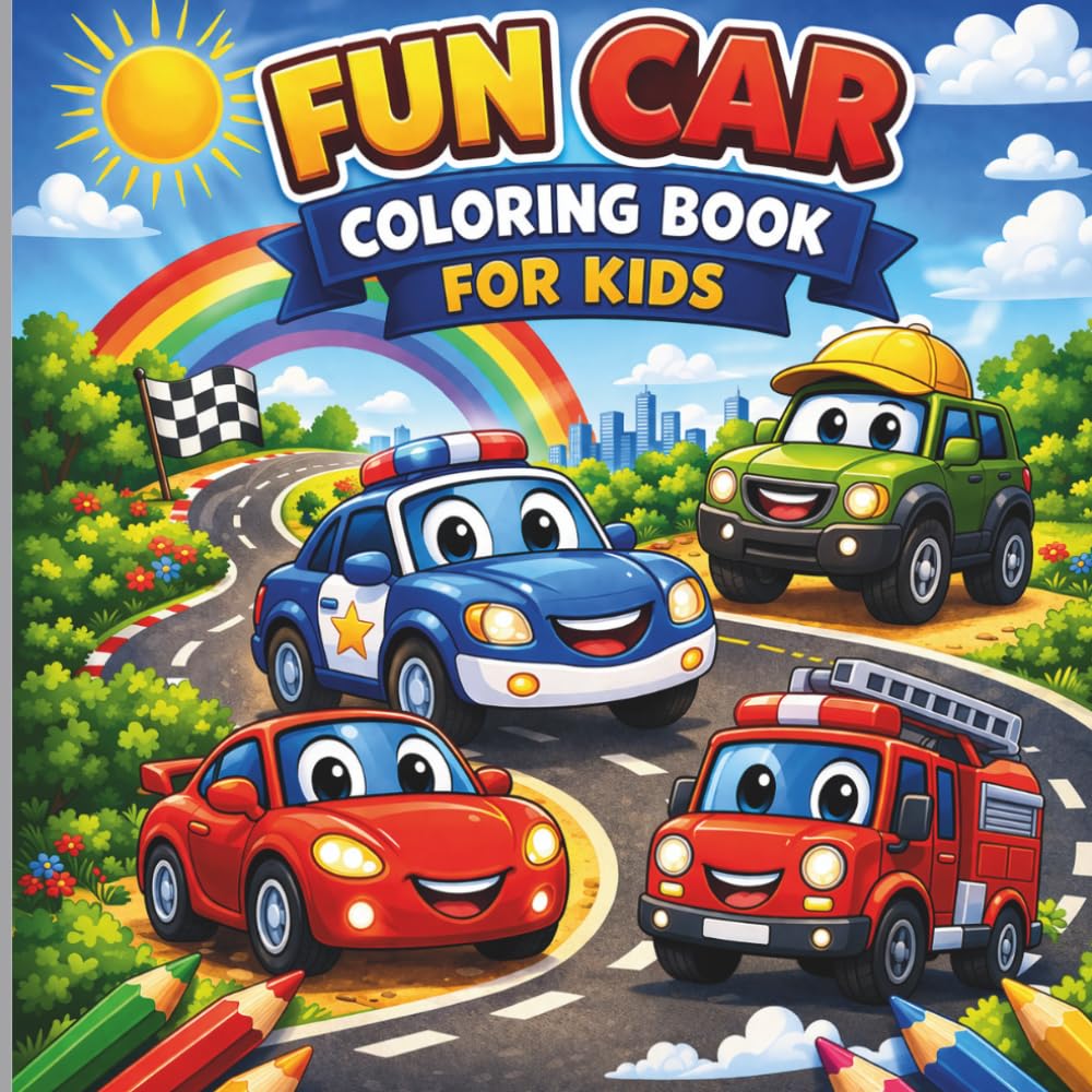 Fun Car Coloring Book: 30 Easy and Fun Car Coloring Pages | Cute and Simple Cars to Color