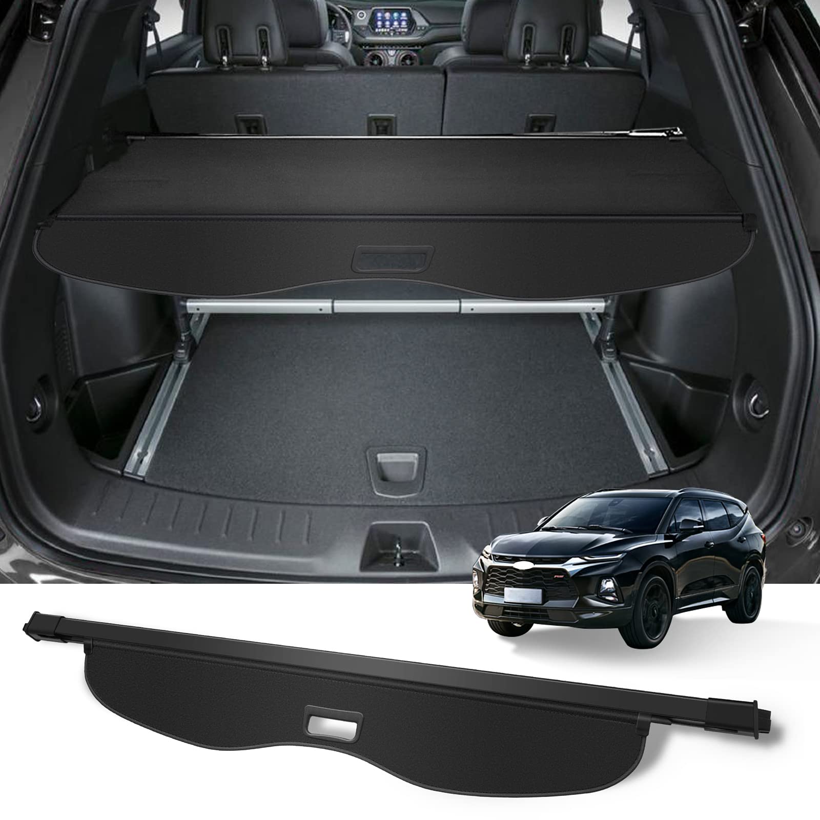 Cargo Cover for Chevrolet Blazer 2017-2022 Retractable Trunk Cover Security Shield Shade Cover Trunk Organizer Luggage Security Shield Shade Trunk Storage Privacy Protection