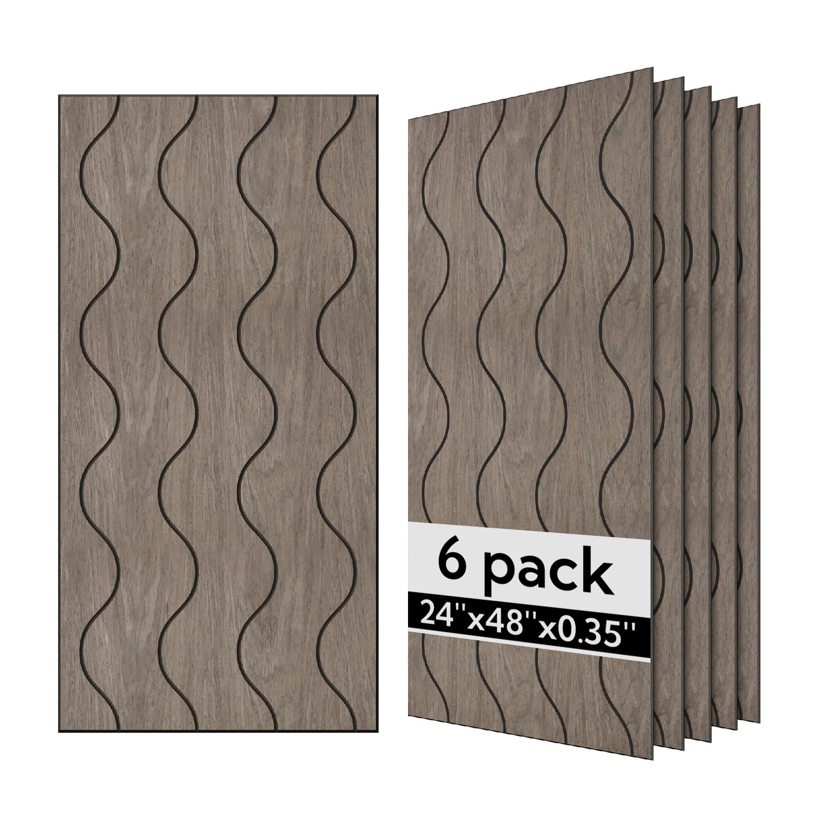 olanglab wood veneer wall panels 6 pack, 24''x48'' sound absorbing panels for noise reduction, wave