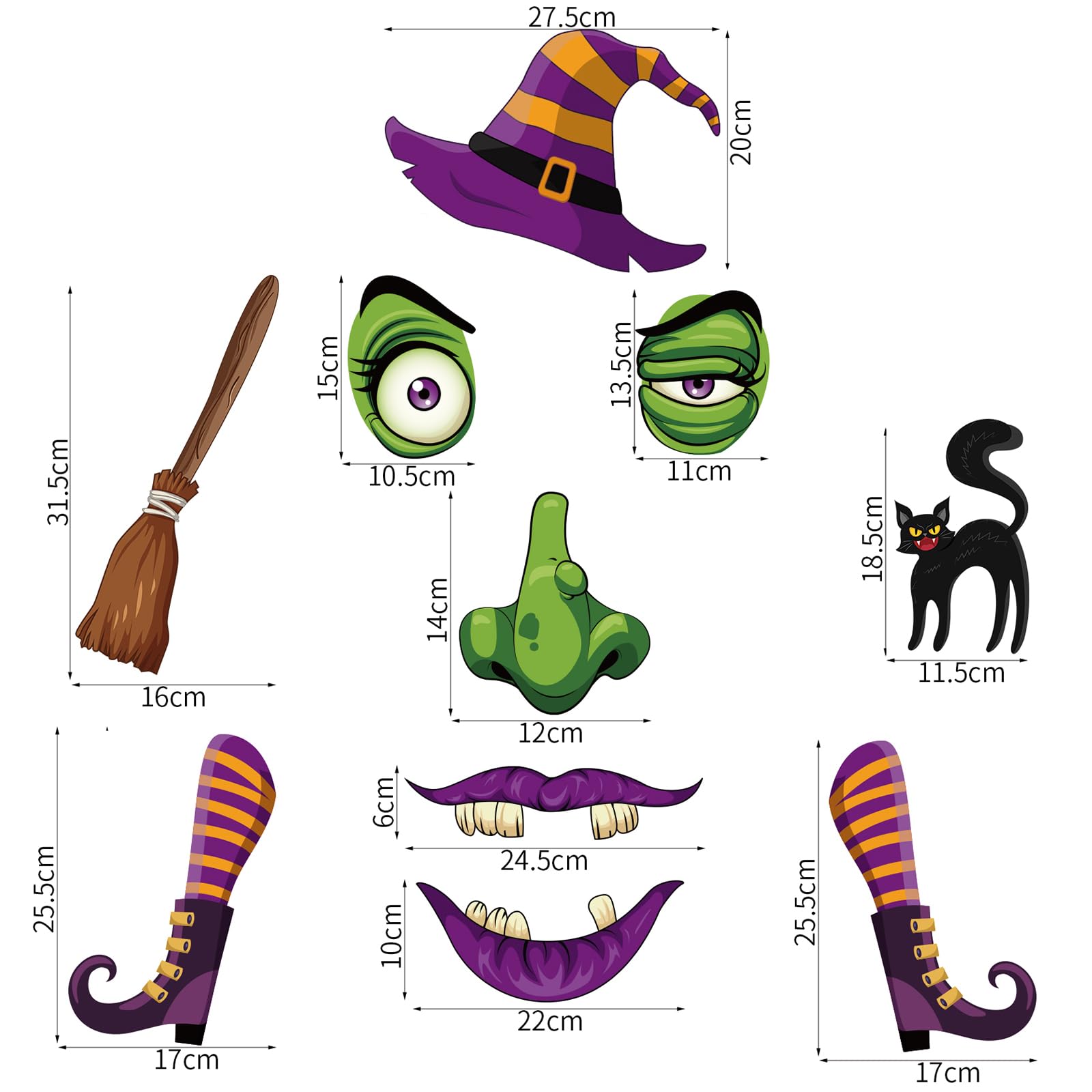 Pegatinas De Halloween Para Puerta De Garaje Y Coche - Decoración De Bruja Y Monstruo En PVC | Fácil De Aplicar Y Retirar