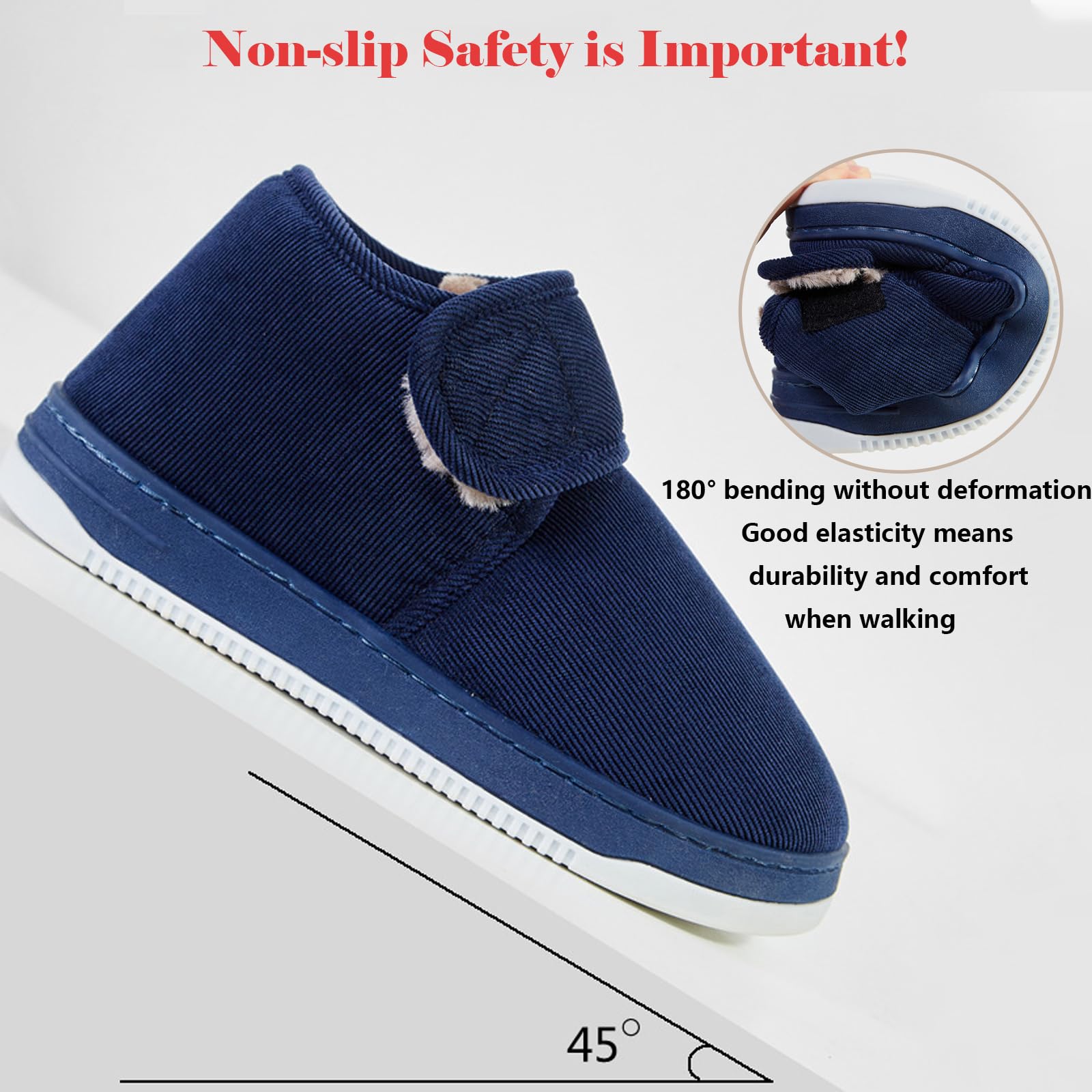 bumuam Unisex ciepłe pantofle, futrzane botki z podszewką pogrubione buty regulowane trampki buty outdoorowe, wygodne buty antypoślizgowe na zewnątrz