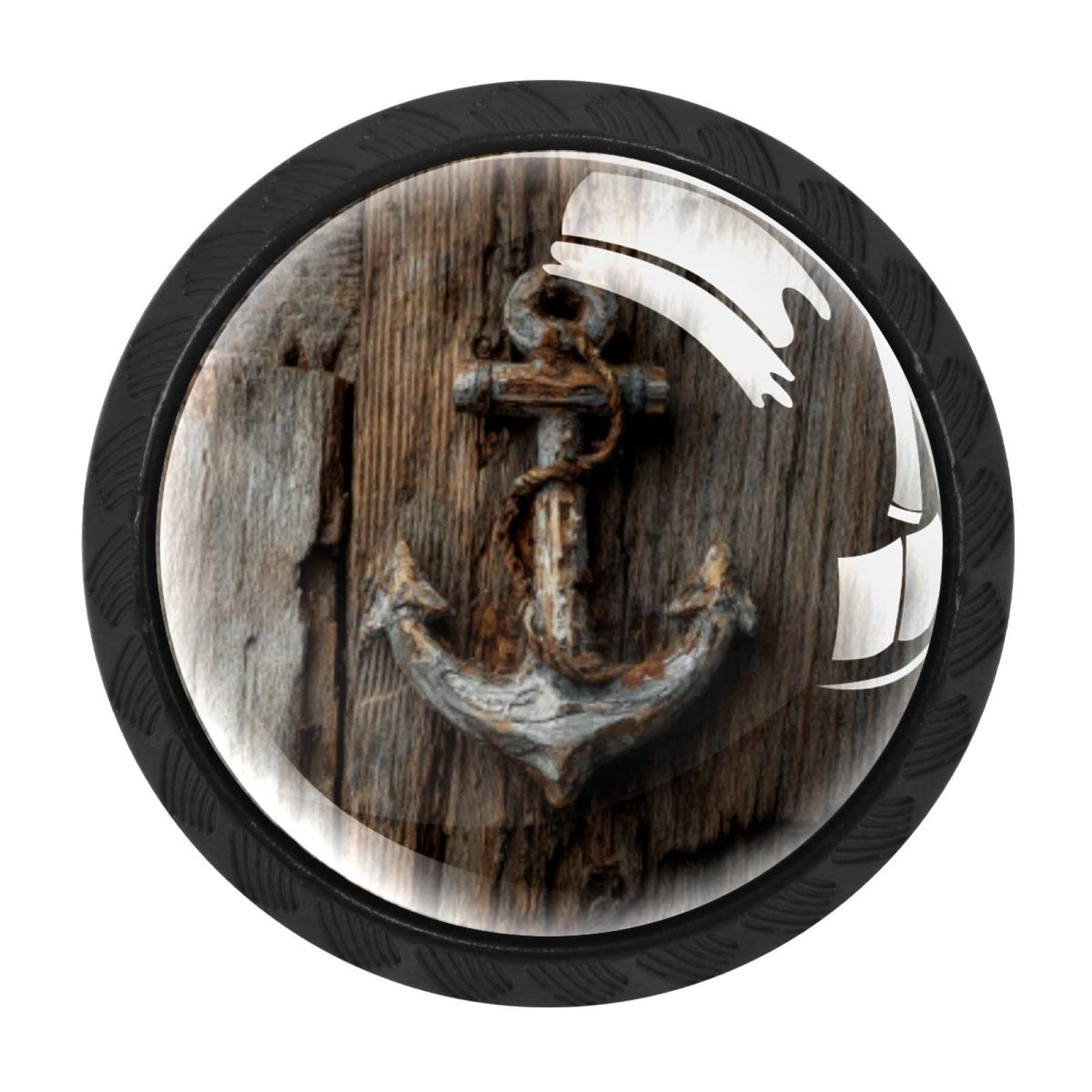 CHENZZZZ Anchor on a Wooden Planks (3) Colorful Drawer Pulls 4 Pcs Handle Glass Door Cabinet Knobs Home Office Kitchen Wardrobe Cupboard Hardware for Dresser Drawers