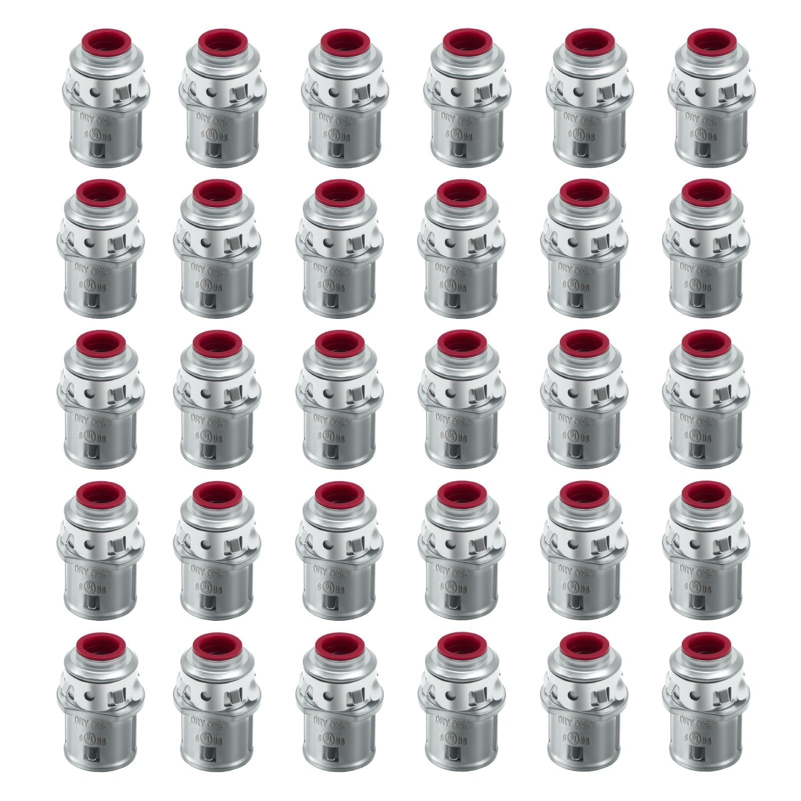 30-Pack 3/8" Snap-In MC Connectors, 1/2" Knockout, UL Listed