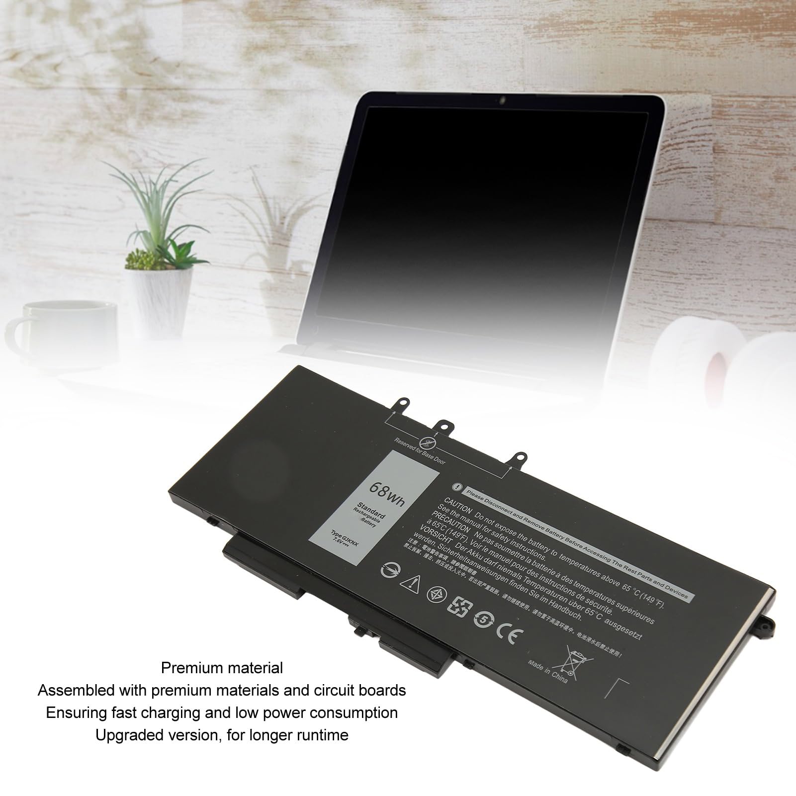 68Wh GJKNX Bateria do Laptopa, Wymienna Bateria do Latitude 5480 5580 5280 5288 5290 5488 5490 5491 5495 5590 5591 E5480 E5580 E5590 E5490 15 3520 3530 GD1JP DY9NT Laptopa