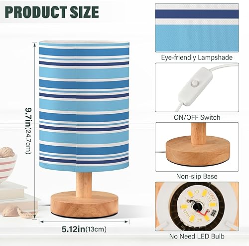 Miniatura 3 de Yuiboo Night Lights Led Desk Lamp Cute Blue Ocean Stripes Night Light for Nursery Candlestick lampara de mesa para habitacion