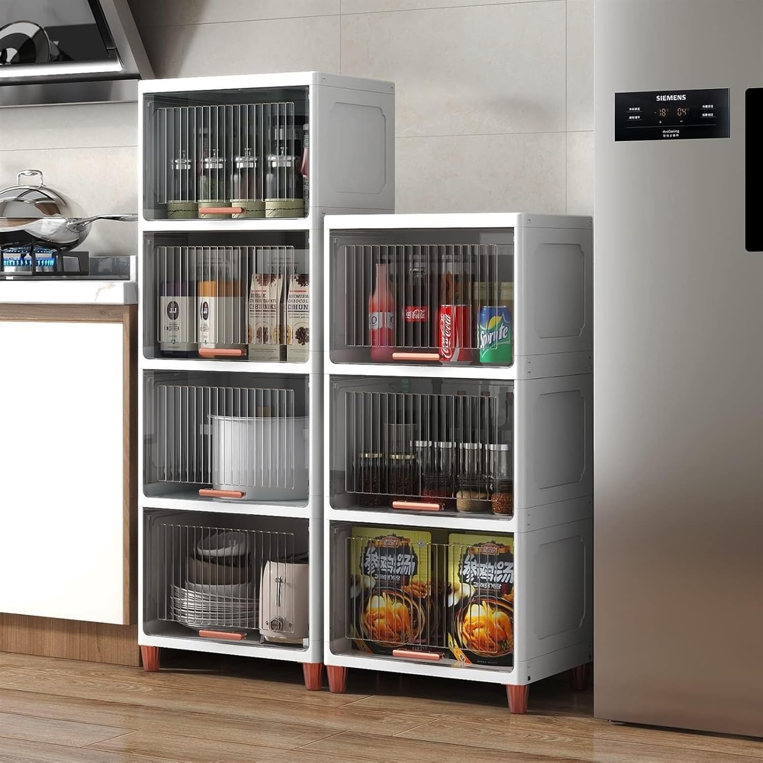 プラスチック製バスルーム収納キャビネット、 引き出しが開く、細長い