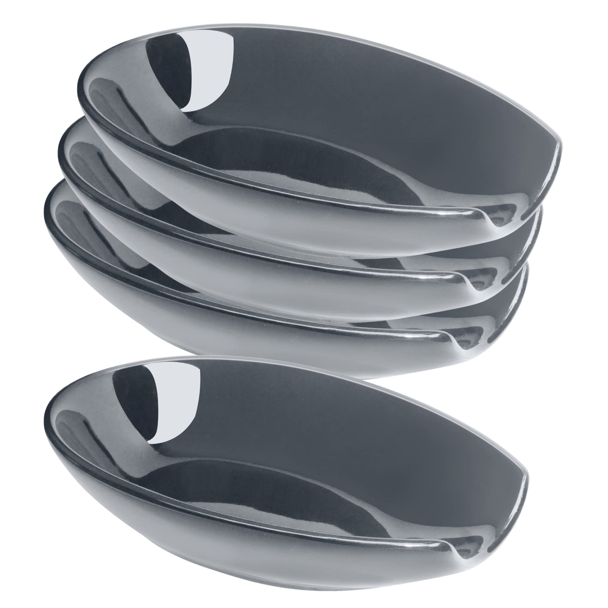 OGGI Spooner Ceramic Spoon Rest- Set of 4 - Spoon Rest for Stove Top, Spoon Holder for Countertop, Kitchen Decor for Counter, Coffee Bar Accessories, Slate Blue