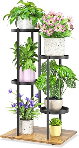 iDavosic.ly Soporte para plantas de 4 niveles para interiores y exteriores, estante de esquina escalonada para múltiples macetas, estante de metal