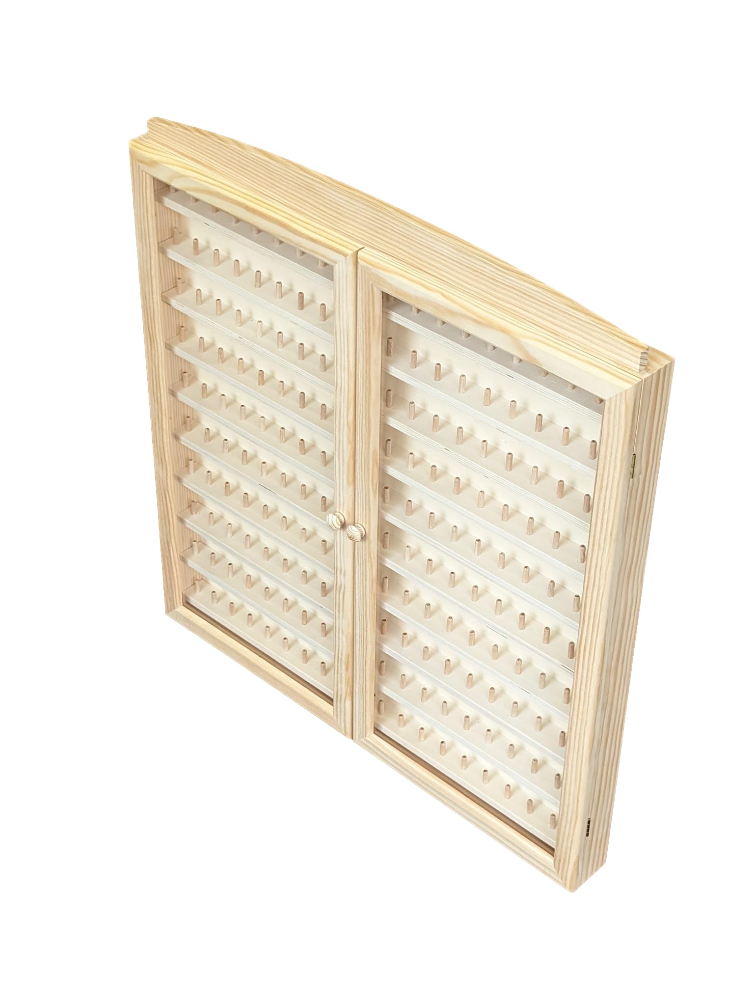 Vetrina Collezioni ditali. 2 grandi porte. Capacità: 200 ditali. Dimensioni: 66 x 6 x 72 cm. In legno di pino crudo. per dipingere.. Altezza tra le piastrelle: 4,5 cm.
