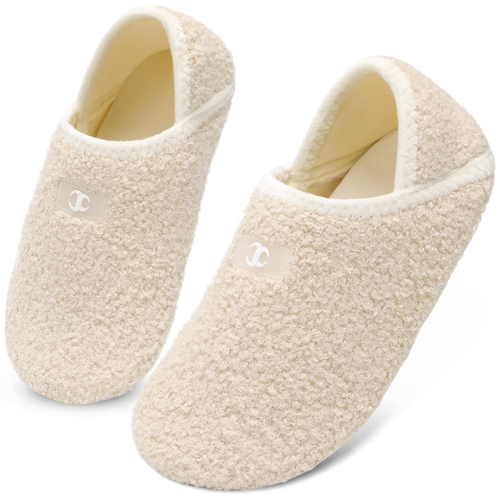 Scurtain Men Women Slippers House Slipper Socks Unisex Adults House Shoes Velvet Lining Lightweight Indoor Slippers Travel Slippers Non-Slip Sole Warm