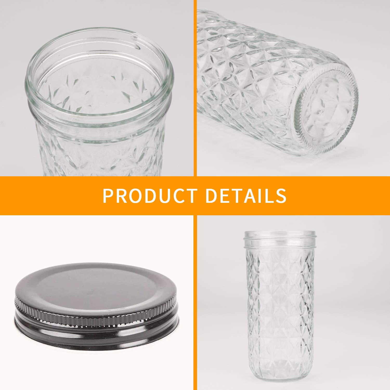 Buy Wide Mouth Mason Jars 12oz,QAPPDA Glass Jars With Lids 350ml