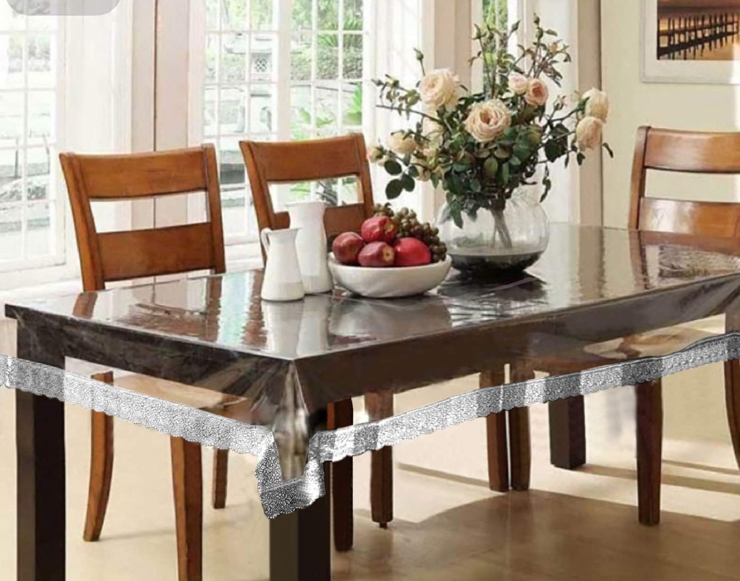 Nappe de table en PVC transparent imperméable et protection anti-tache 152x228