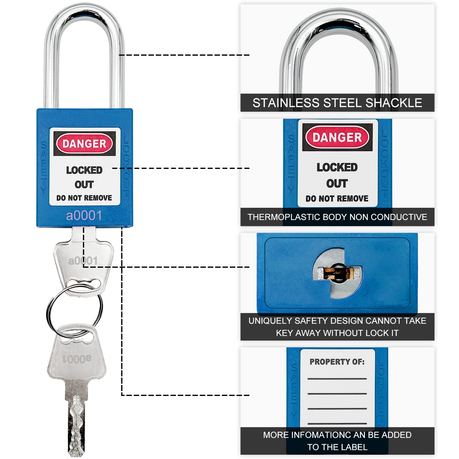 SAFBY Lockout Tagout Lock 10 candados de seguridad OSHA Loto para estaciones y dispositivos de bloqueo
