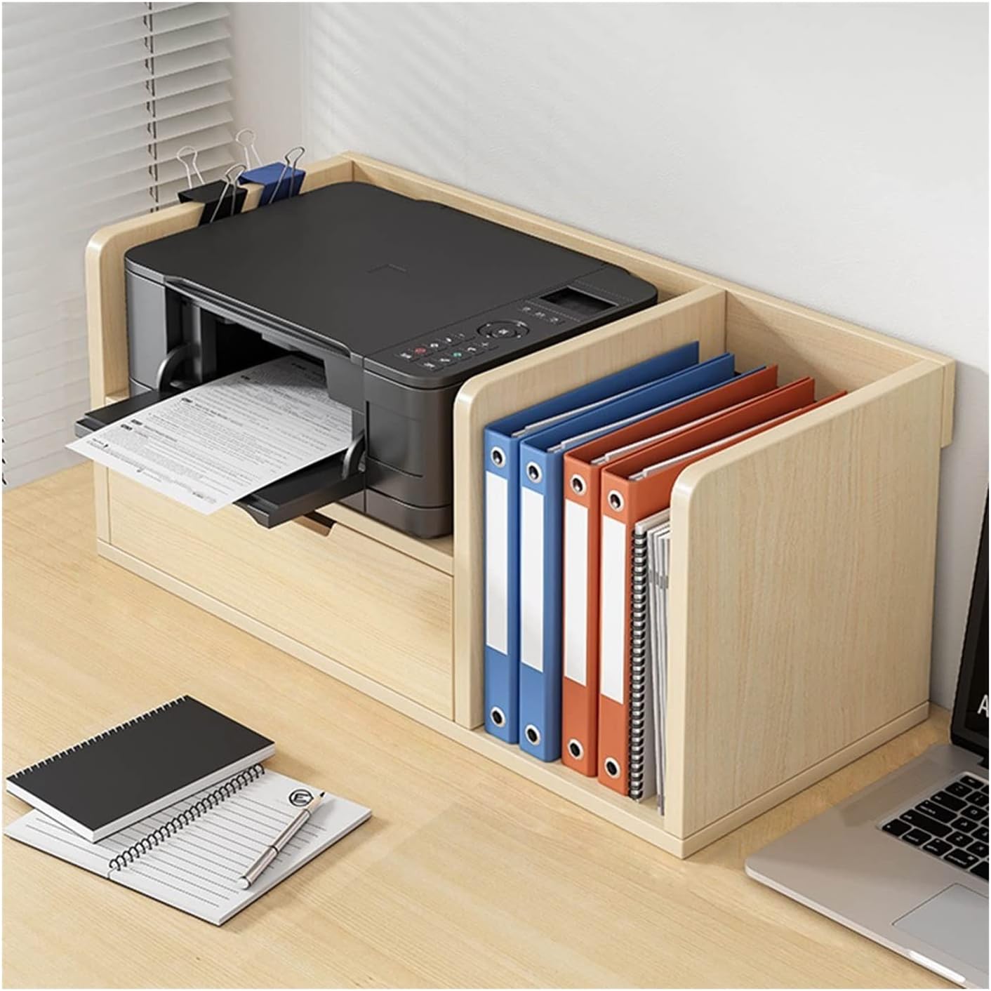 SISWIM Printer Stand Printer Stand Shelf Storage Wood Desk Paper Organzier Home/Office Printer Riser Put Copier Storage Table Small Bookshelf with File Holder Printer Table ( Color : A-70X31x40cm )