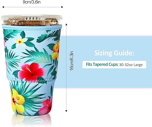 Vista 51 de Patelai Funda aislante reutilizable para café helado, 4 piezas, para bebidas frías, bebidas y soporte para la mayoría de los cafés