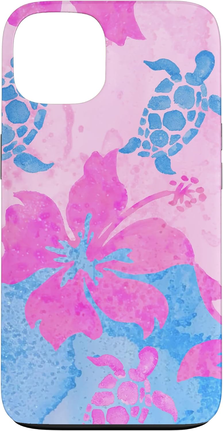 Coconut Girl Hawaiian Print Sea Turtle Preppy Hibiscus Case for iPhone 13