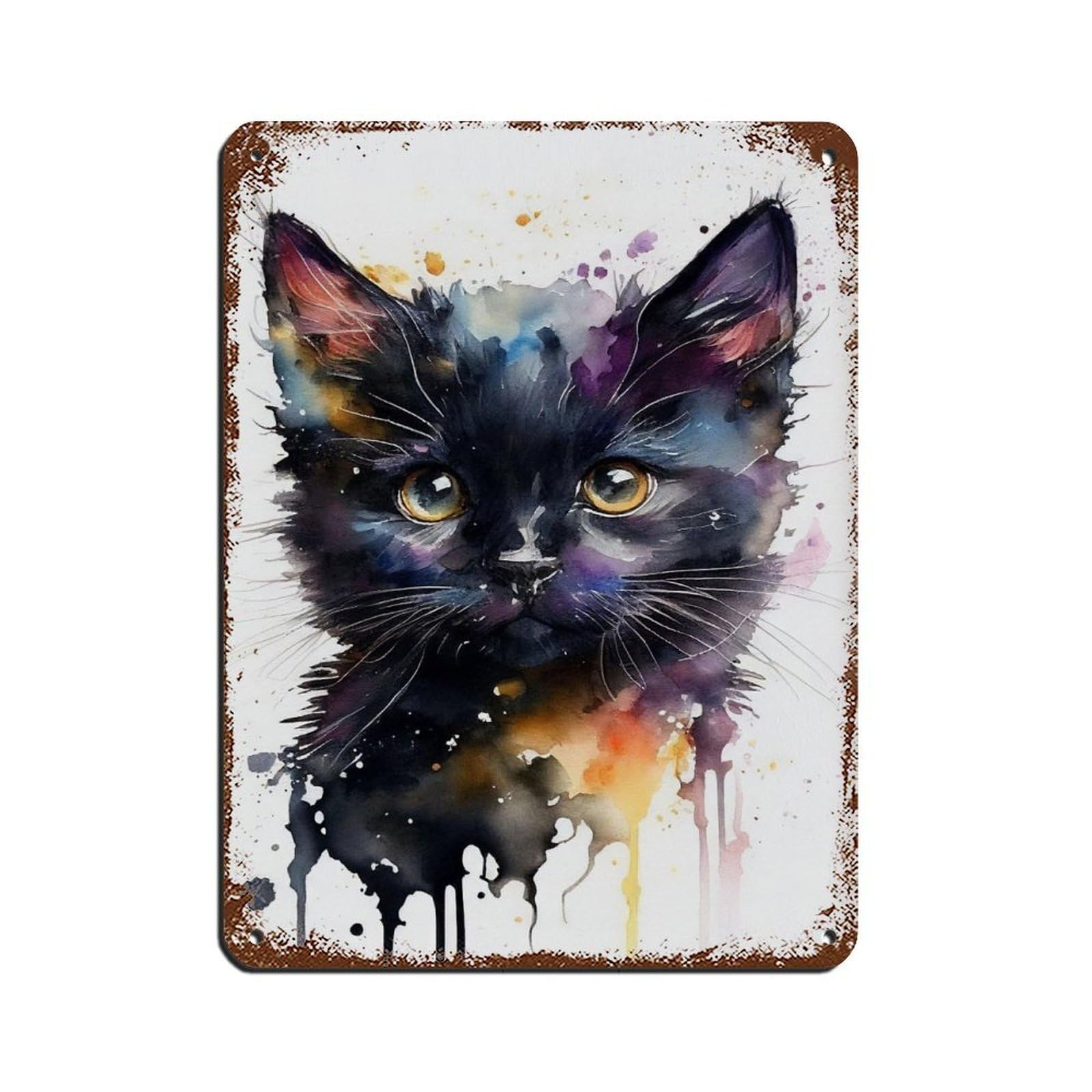 Watercolour Kitten Portrait Poster（2） Retro Poster Metal Tin Sign Chic Art Retro Iron Painting Bar People Cave Cafe Family Garage Poster Wall Decoration 12x16inch(30x40cm)
